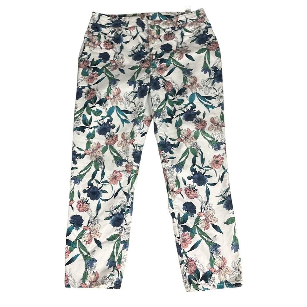 Chicos Pants 2.5 Multicolor Floral Perfect Straight Stretch Girlfriend Slim Leg